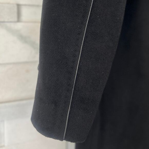 RAIDY BOER Men's Wool Removable Fur Collar Leather Trim Black Coat 38 US/48 EU - Picture 5 of 10